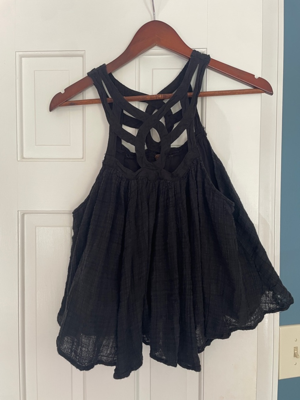 Free People Black Strappy Back Flowy Camisole